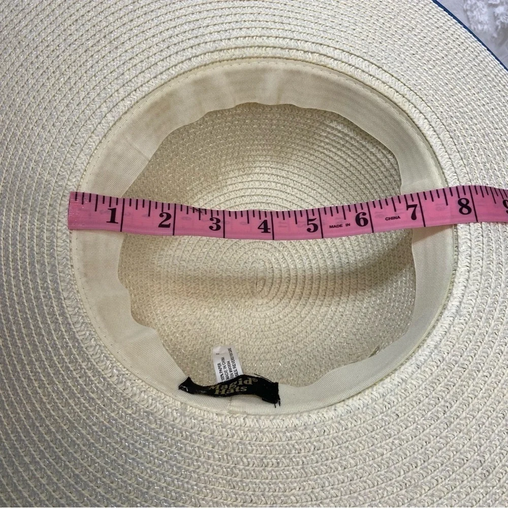MAGID Women's Wide Brim Sunhat Bone Sz OS Beach Coastal Grandma Nautical Seaside